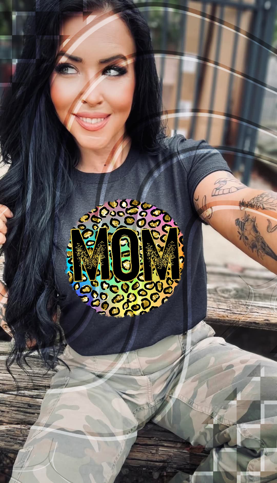 Mama, Gigi,  etc rainbow leopard circle - Digital Download- PNG