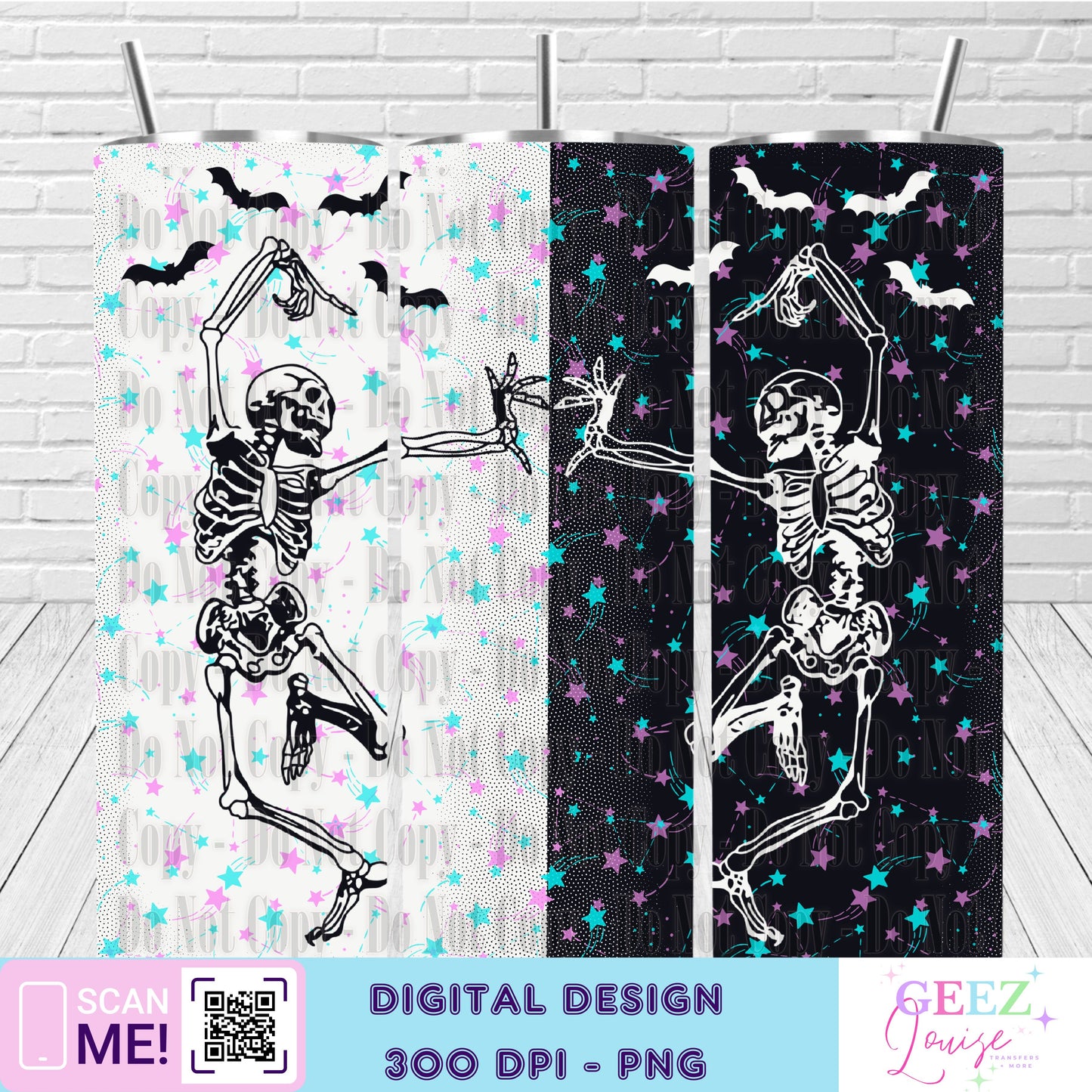 Dancing sleletons Halloween tumbler - Digital Download- PNG