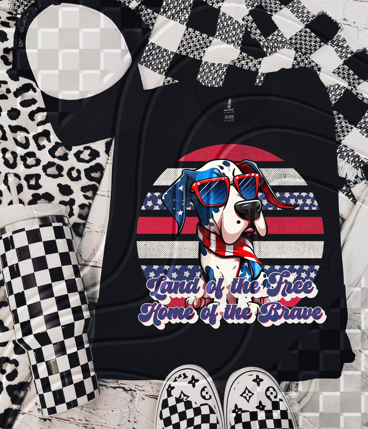 Dog Land of the Free Independence Day 4th July - Digital Download- PNG