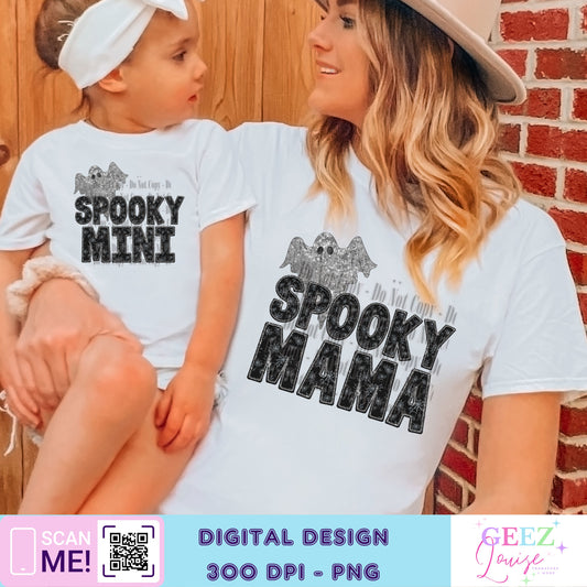 spooky Mama and mini sequin faux embroidery - Digital Download- PNG