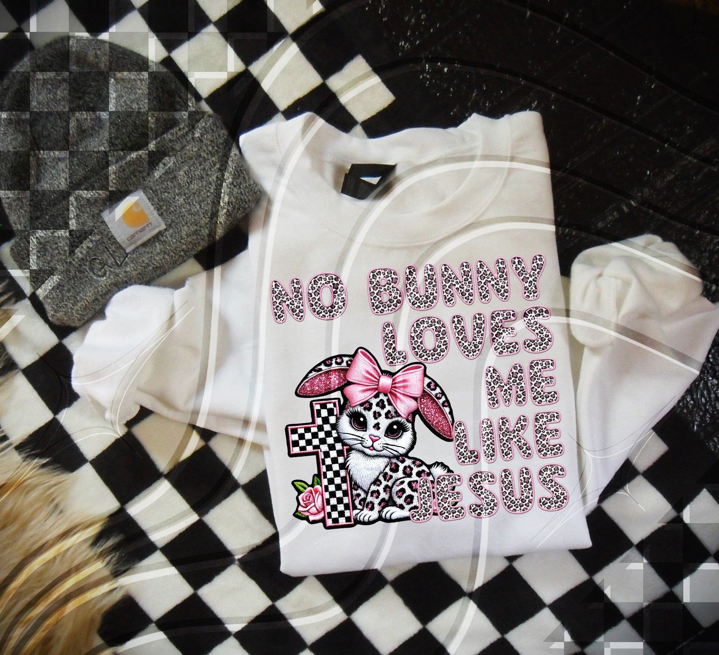 No Bunny Loves me like Jesus - Faux Embroidery - Digital Download- PNG