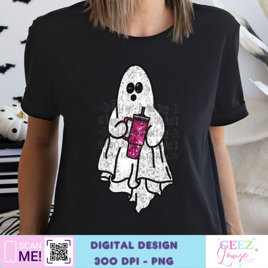 Boojee ghost sequin faux embroidery - Digital Download- PNG