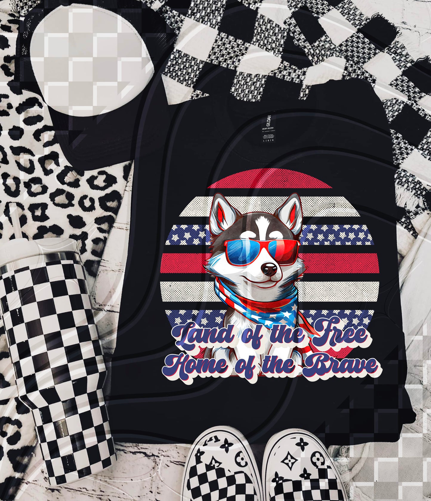 Dog Land of the Free Independence Day 4th July - Digital Download- PNG