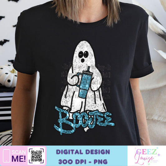 Boojee ghost sequin faux embroidery - Digital Download- PNG