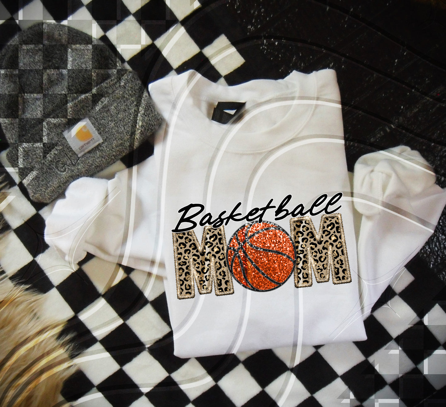 Basketball Mom- faux embroidery - Digital Download- PNG - 300 DPI