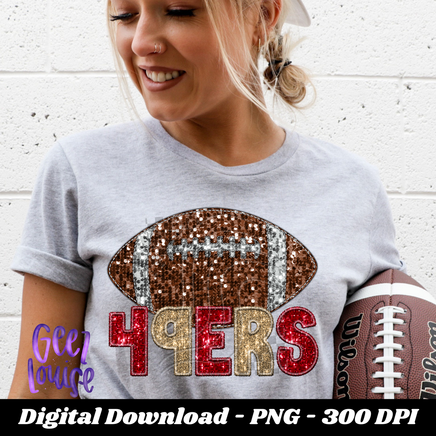 San fran - football- Faux sequin - faux embroidery- Digital Download- PNG