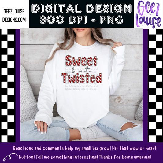 sweet but twisted - Faux embroidery - Christmas - Digital Download- PNG