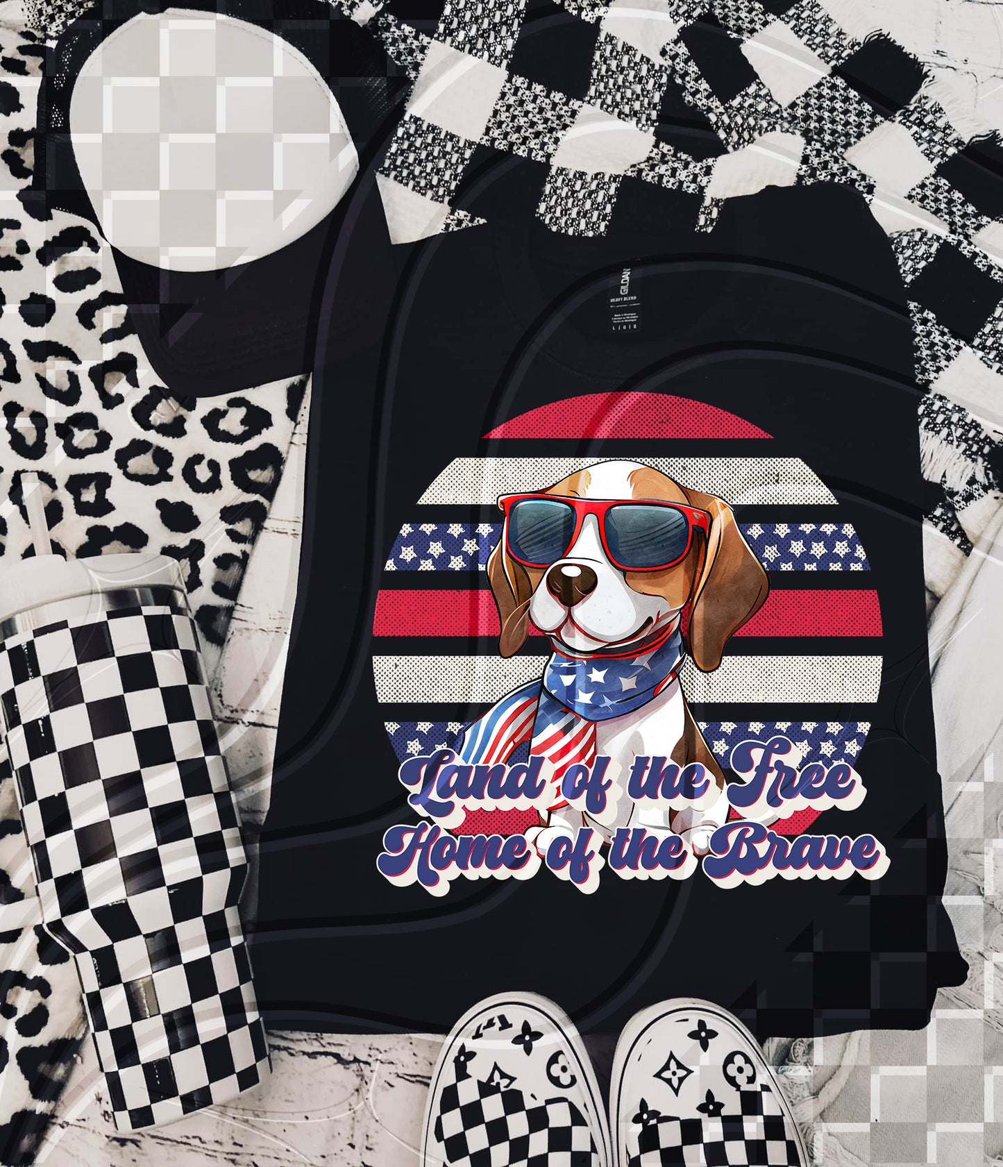 Dog Land of the Free Independence Day 4th July - Digital Download- PNG