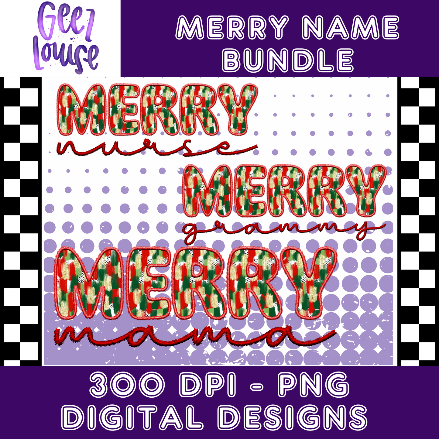 Merry name bundle/drive- christmas  - Digital Download- PNG