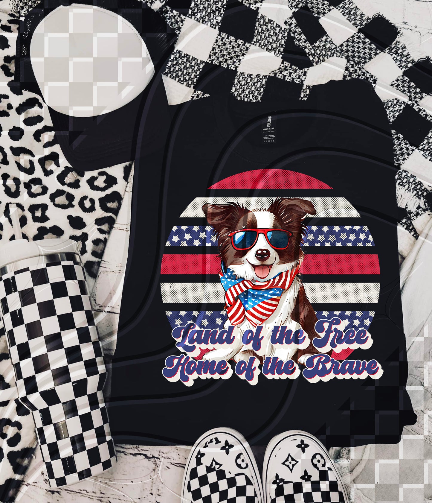 Dog Land of the Free Independence Day 4th July - Digital Download- PNG