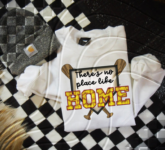 There's no place like home - softball - Faux Embroidery - Digital Download- PNG