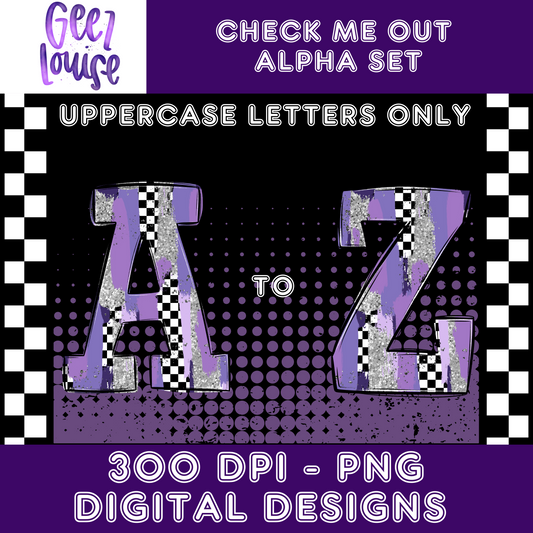 Check Me out Purple - Font - Alpha Set- Digital Download- PNG