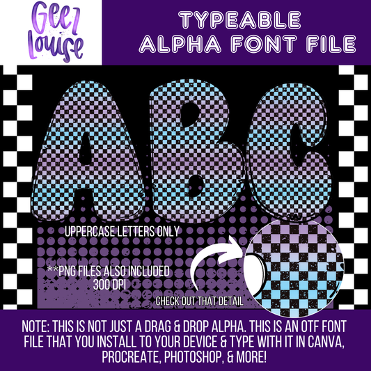 Pastel checker bubble - Typeable Font - Alpha Set- Digital Download- PNG