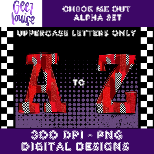 Check Me out Red - Font - Alpha Set- Digital Download- PNG