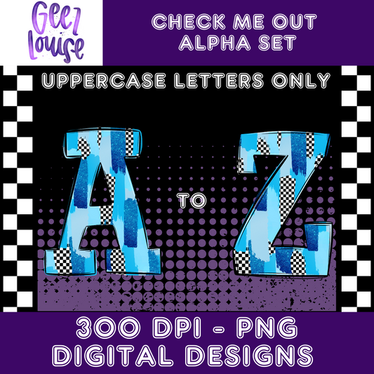 Check Me out Blue- Font - Alpha Set- Digital Download- PNG