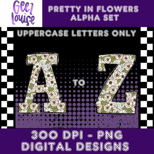 Pretty in Flowers - Font - Alpha Set- Digital Download- PNG