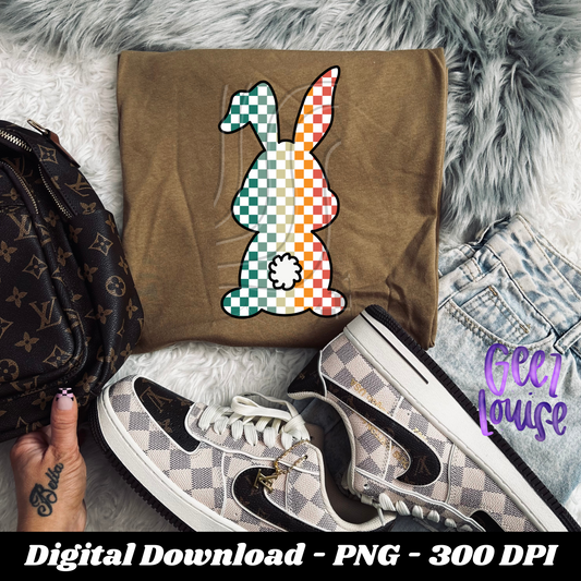 Checkered bunny -  Digital Download- PNG