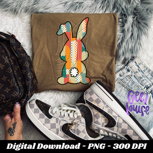 Checkered swatch bunny -  Digital Download- PNG