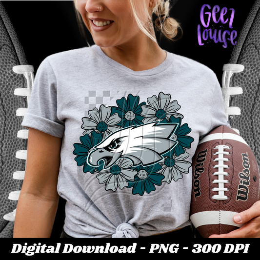 Eagles flowers - football - Digital Download- PNG