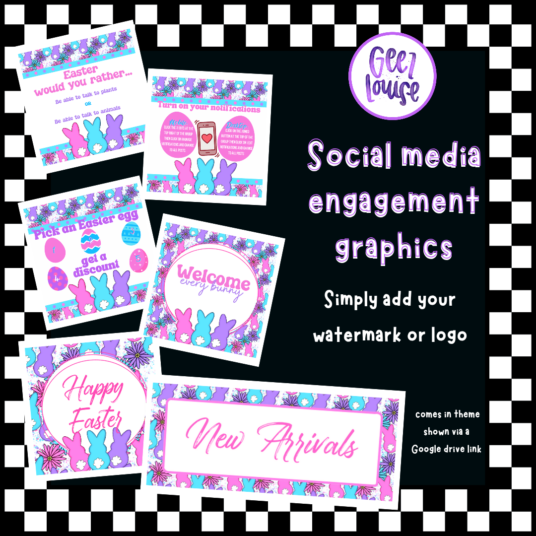 Bunny Easter business engagement graphic drive- Digital Download- PNG