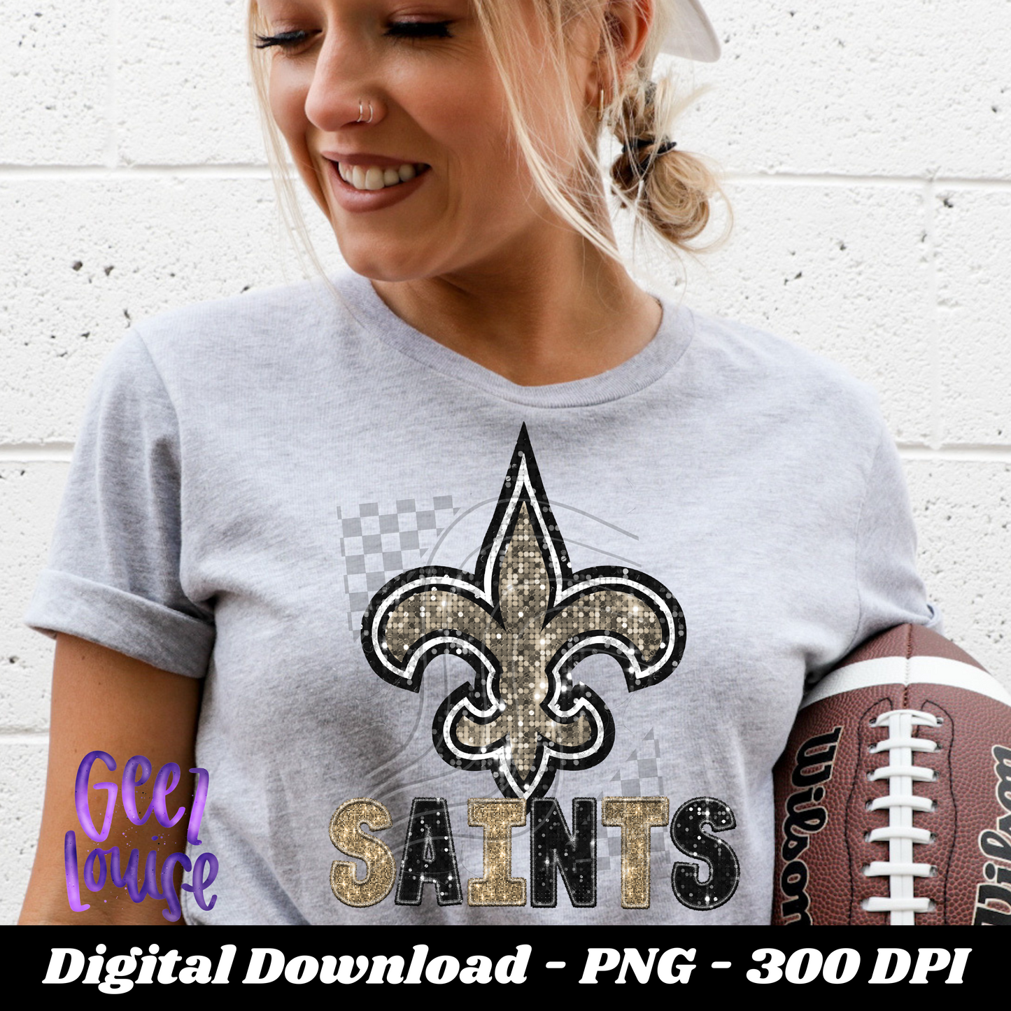 Saint - football- Faux sequin -  Digital Download- PNG