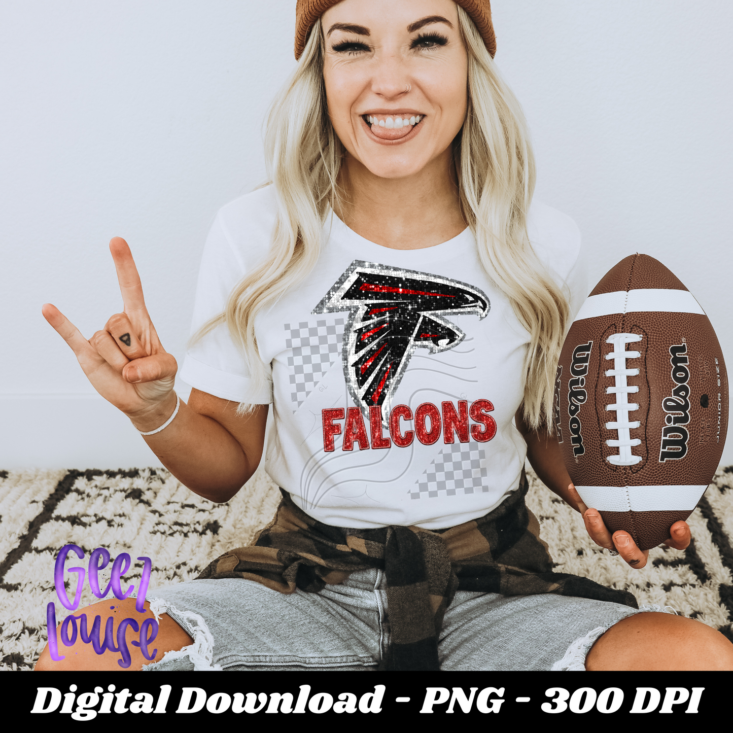 Falcon - football- Faux sequin -  Digital Download- PNG