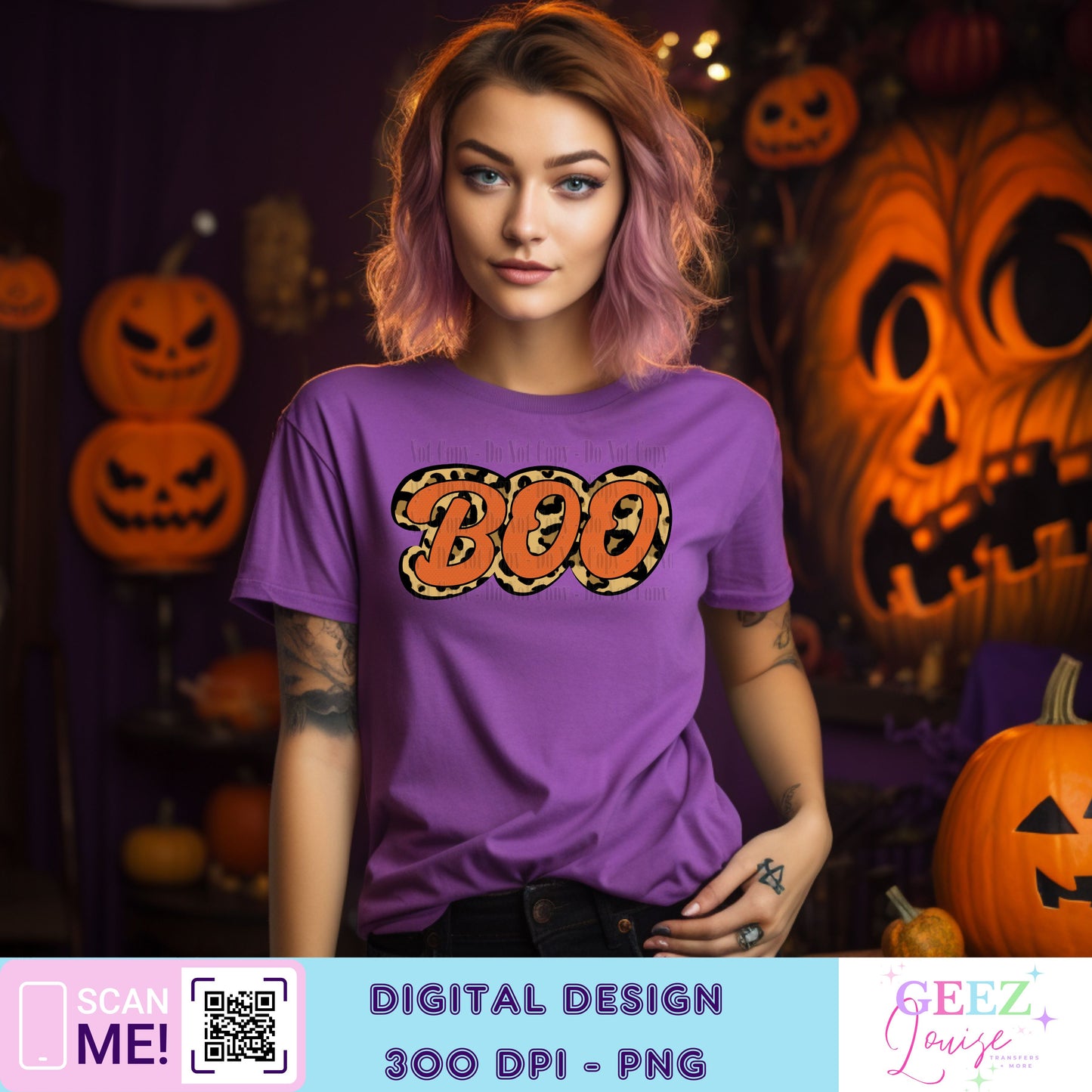 Leopard Boo Halloween - Digital Download- PNG