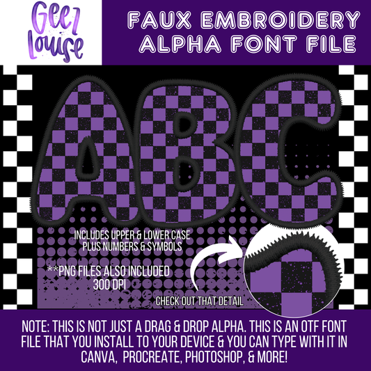 Purple checker - TYPEABLE OTF Font - Alpha Set - Digital Download- PNG