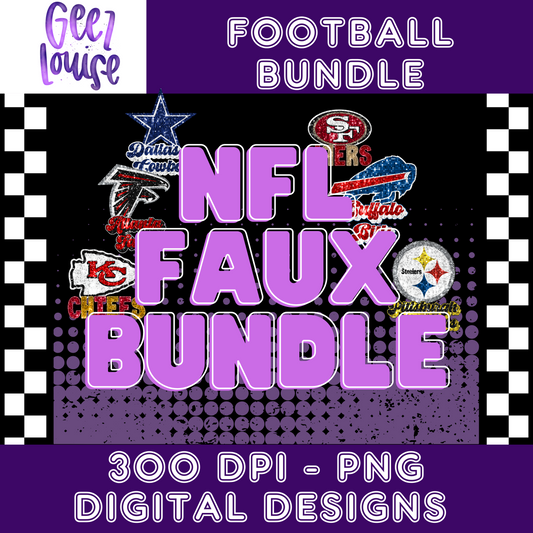 National football - faux sequin - faux embroidery Bundle - Digital Download- PNG