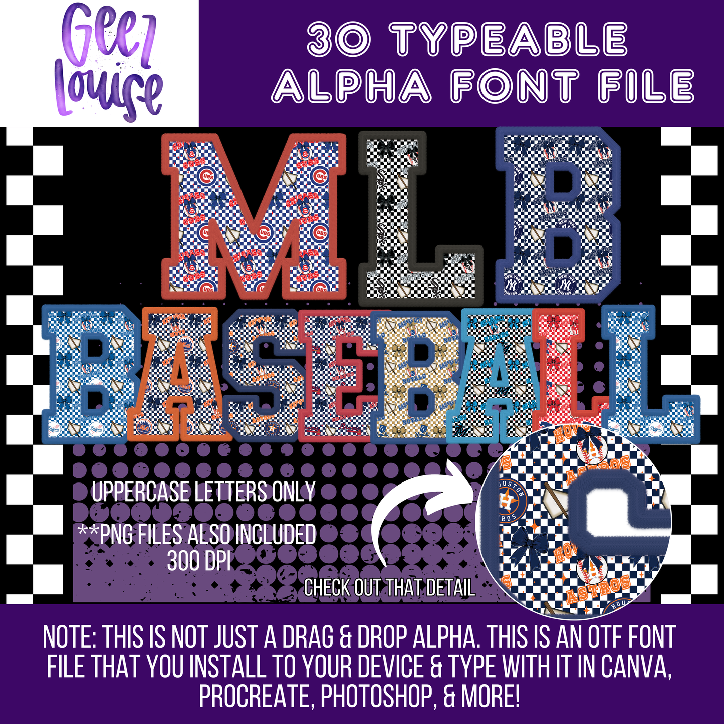 MLB baseball bundle - TYPEABLE OTF Font - Alpha Set - Digital Download- PNG