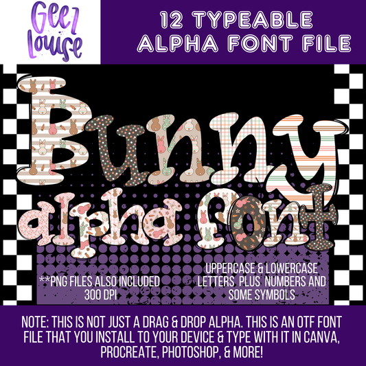 Bunny bundle - TYPEABLE OTF Font - Alpha Set - Digital Download- PNG