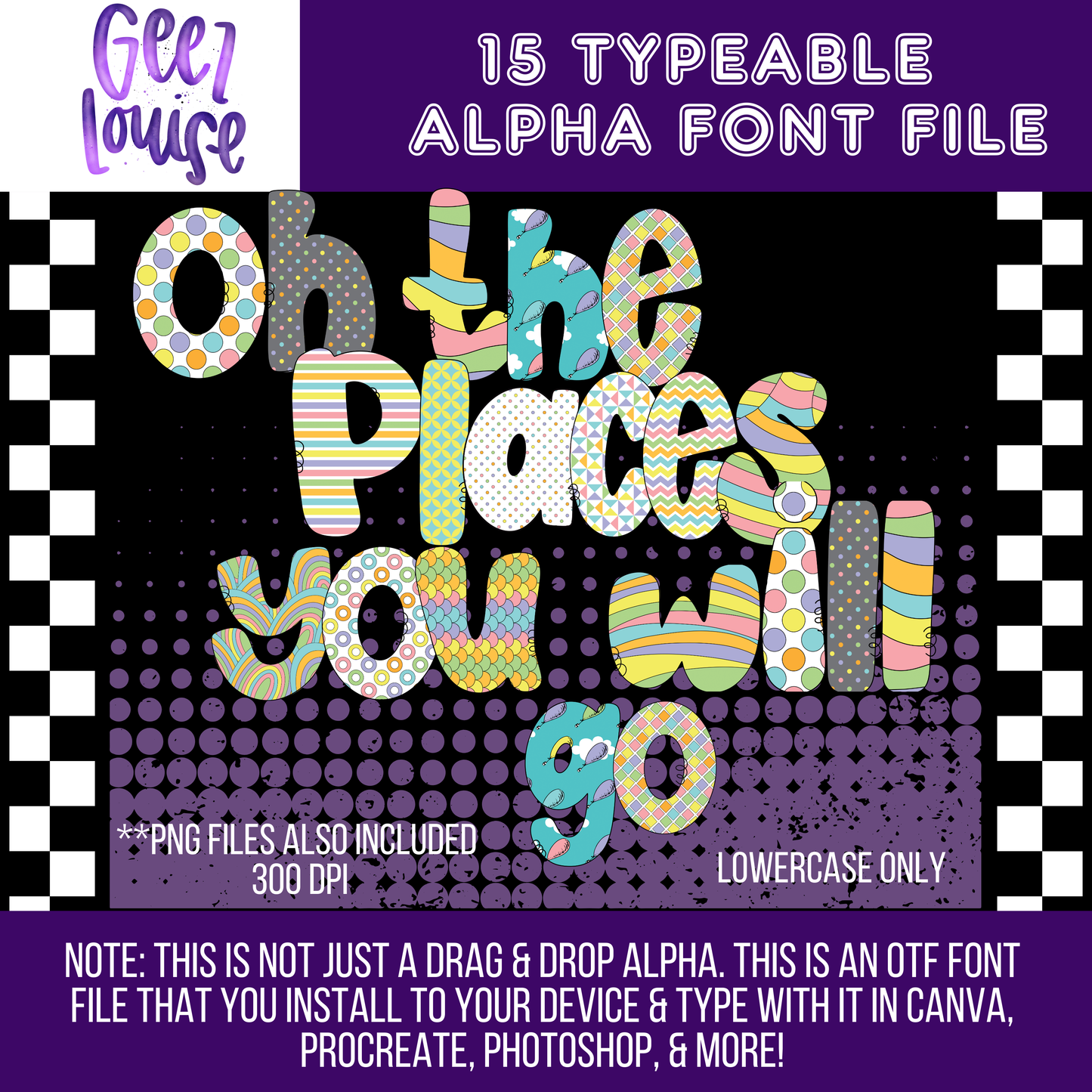 Oh the places bundle - TYPEABLE OTF Font - Alpha Set - Digital Download- PNG