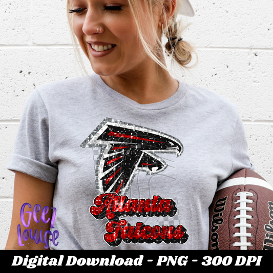 Falcon - football- Faux sequin -  Digital Download- PNG