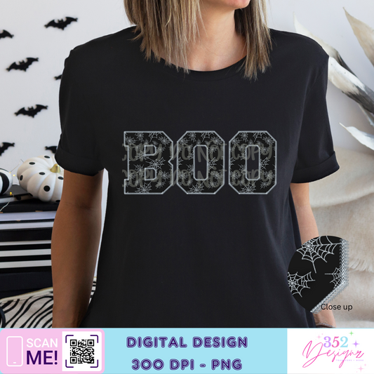 Faux embroidery boo halloween - Digital Download- PNG