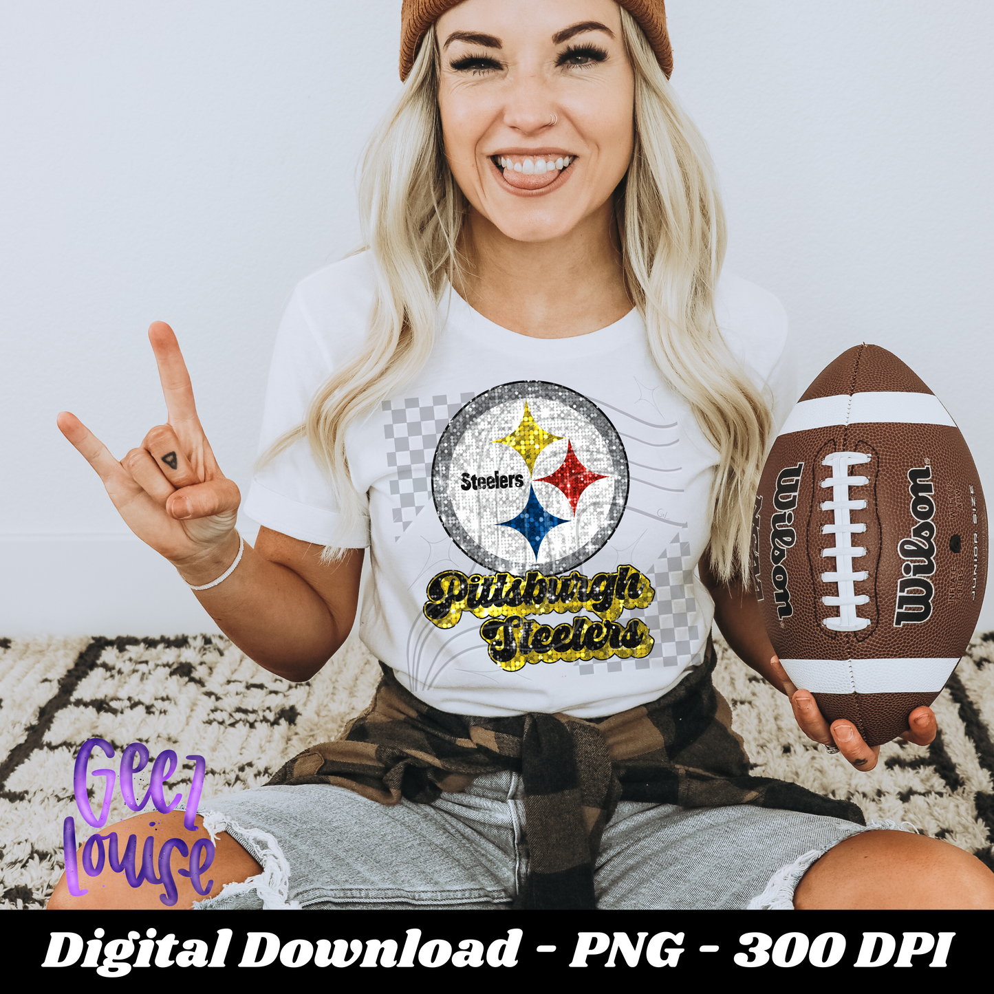 Pittsburgh - football- Faux sequin -  Digital Download- PNG