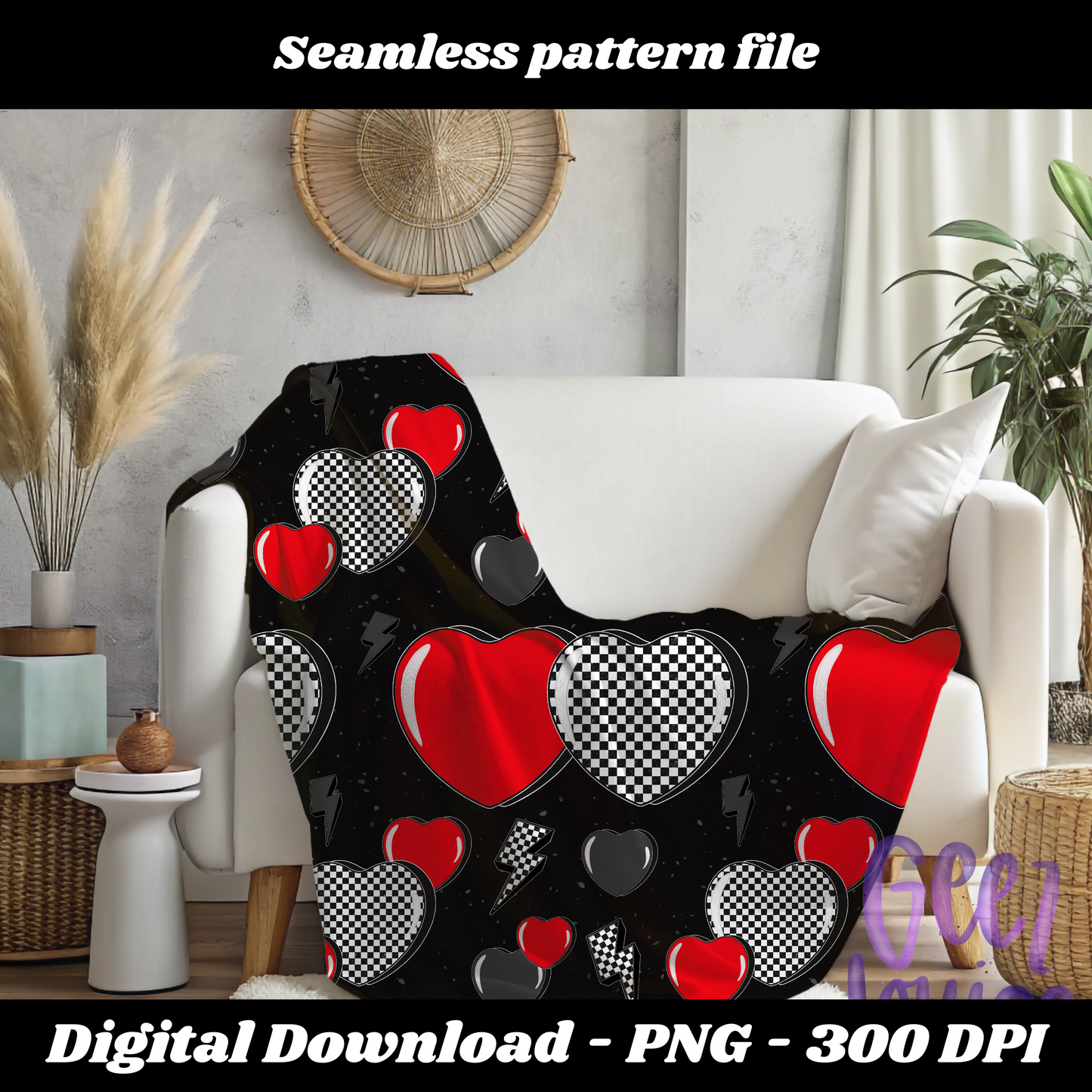 Too Heart to Handle Seamless pattern - Valentine's - Digital Download- PNG